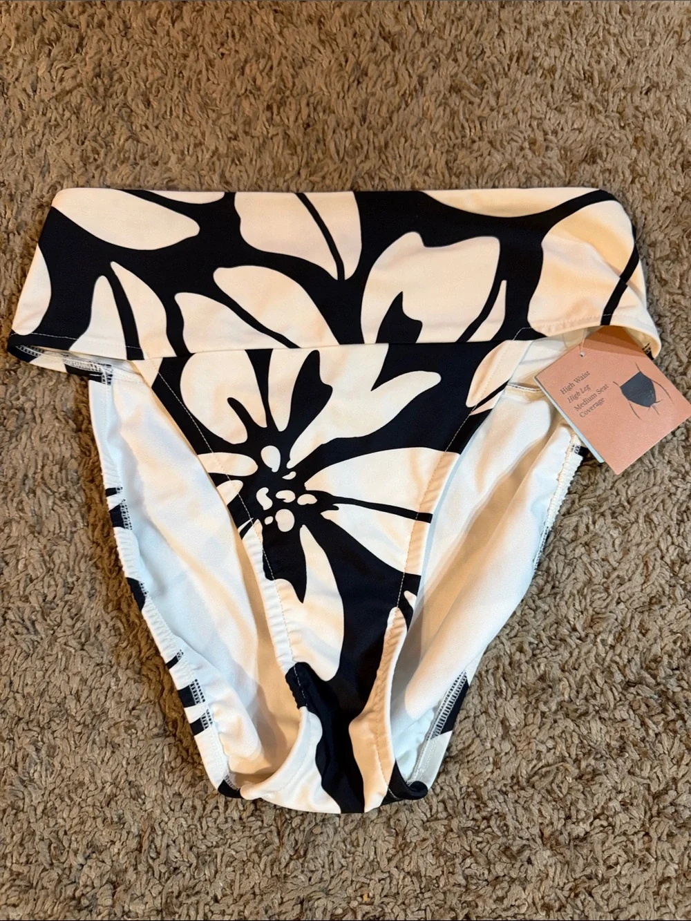 Shade & Shore Black and White Floral Bikini Bottoms